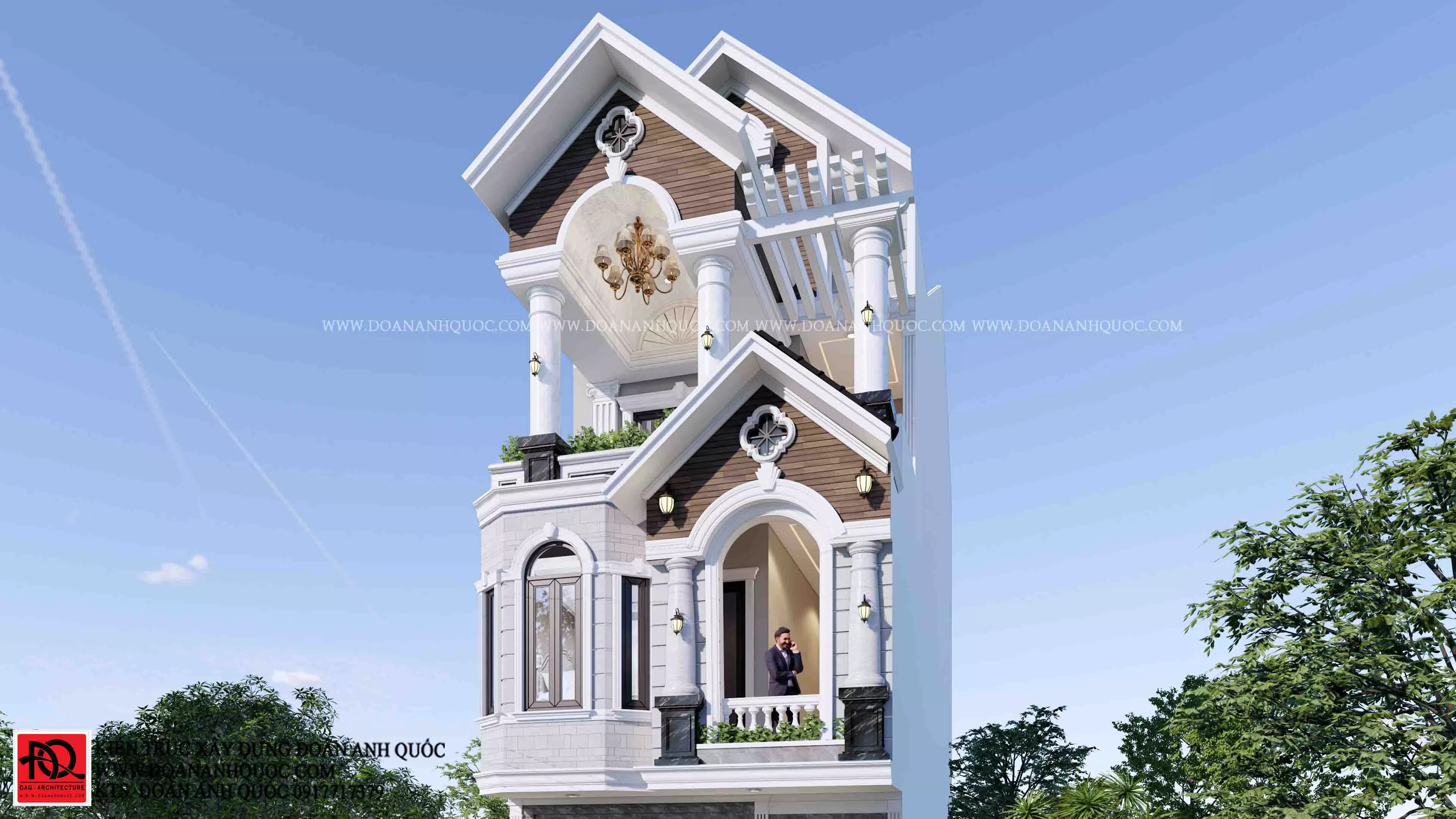 Thi công trọn gói nhà phố tân cổ điển 1 trệt 2 lầu tại Phan Thiết, Bình Thuận